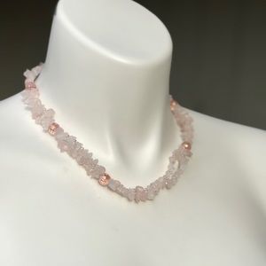 One of a kind genuine Rose Quartz necklace NWOT